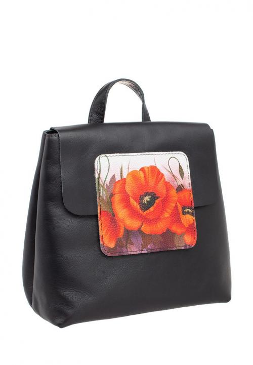Женский рюкзак Огненный мак черный - Фабрика сумок «Eshemoda»