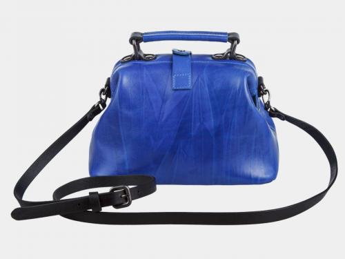 Синий кожаный саквояж из натуральной кожи - Фабрика сумок «Alexander TS»