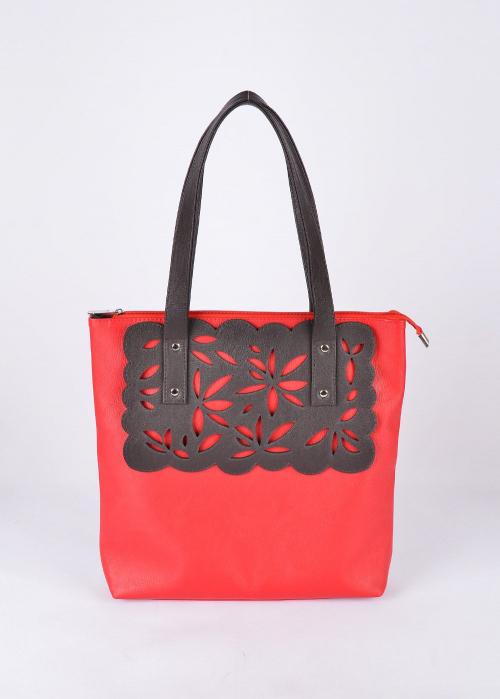 Сумка женская классика красная с резной накладкой Anri - Фабрика сумок «Anri»