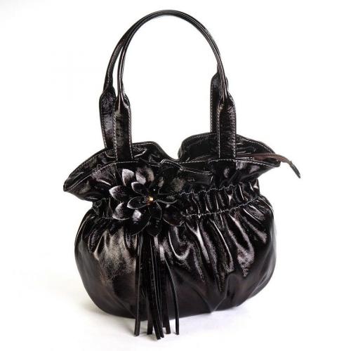 Женская сумка на резинке коричневый лак Allexi - Фабрика сумок «Allexi»