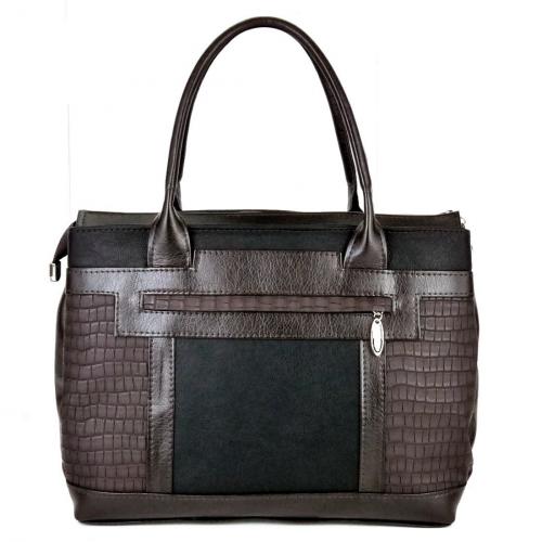 Сумка женская деловая Альфа коричневая Крокус - Фабрика сумок «Кожгалантерея Крокус»