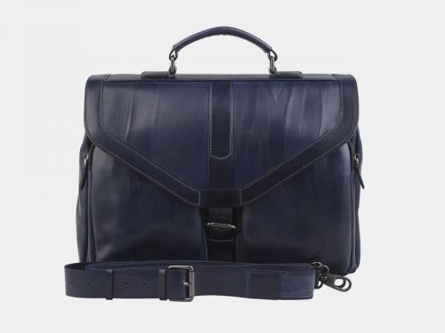 Синий кожаный мужской портфель из натуральной кожи - Фабрика сумок «Alexander TS»