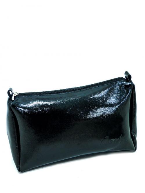 Мягкая косметичка женская черный лак Allexi - Фабрика сумок «Allexi»