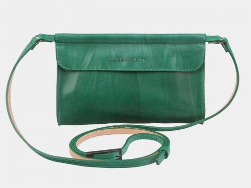 Зелёный кожаный женский клатч из натуральной кожи  - Фабрика сумок «Alexander TS»