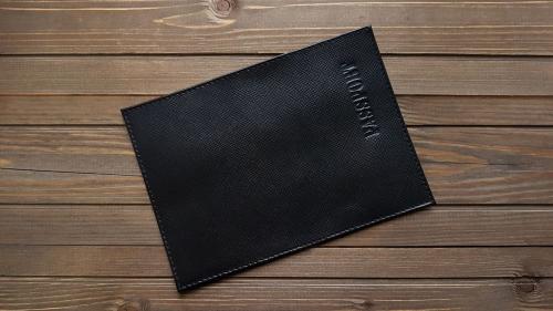 Обложка на паспорт черный сафьян матовый GriNNa - Фабрика сумок «GriNNa»