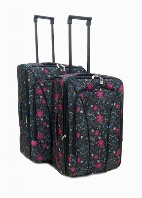 Комплект чемоданов цветы на черном Докофа - Фабрика сумок «Докофа»