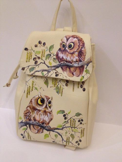 Молодежный рюкзак с ручной росписью совы Lara-ko - Фабрика сумок «Lara-ko»