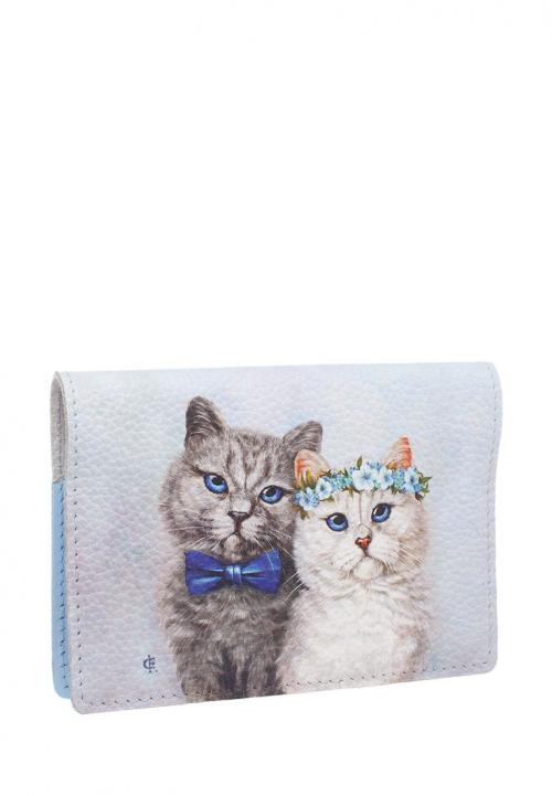 Обложка с кожаной вставкой Два кота - Фабрика сумок «Eshemoda»