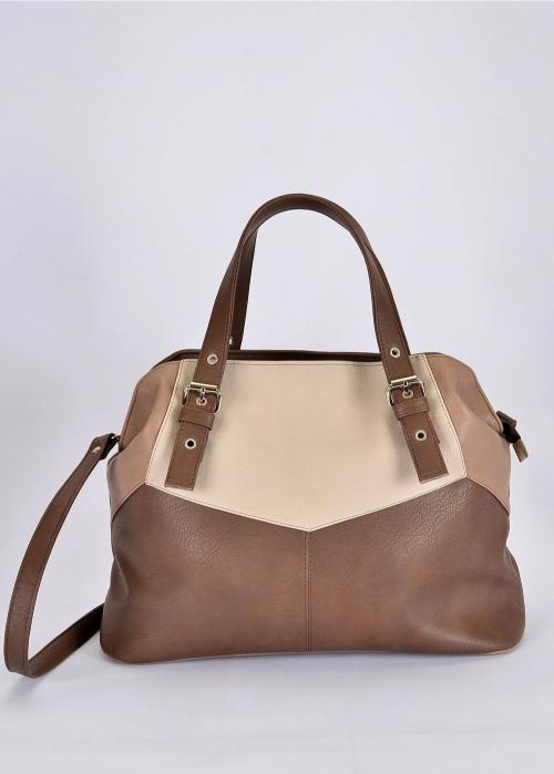 Женская сумка классическая объемная бежево-коричневая Anri - Фабрика сумок «Anri»