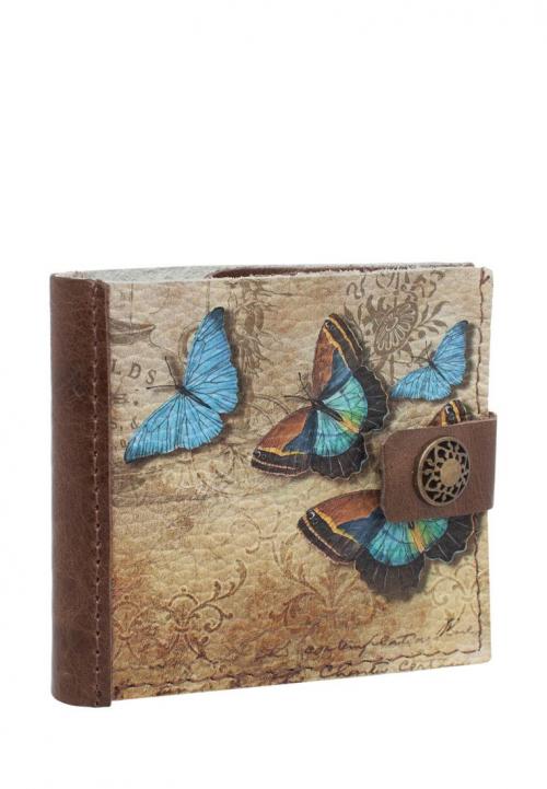 Портмоне Slim Голубые бабочки коричневый - Фабрика сумок «Eshemoda»