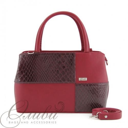 Женская сумка каркасная красно-коричневая OLIVI - Фабрика сумок «OLIVI»