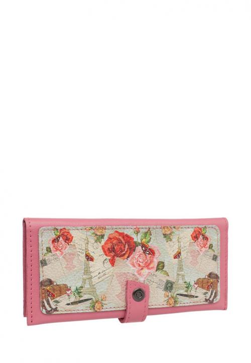 Кошелек кожаный В Париж розовый - Фабрика сумок «Eshemoda»