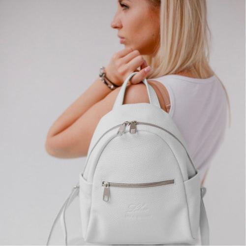 Кожаная сумка рюкзак BRUNO MO белый жемчуг - Фабрика сумок «Lola Brown»