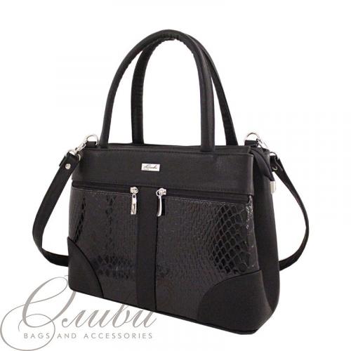 Женская сумка деловая черная рептилия OLIVI - Фабрика сумок «OLIVI»