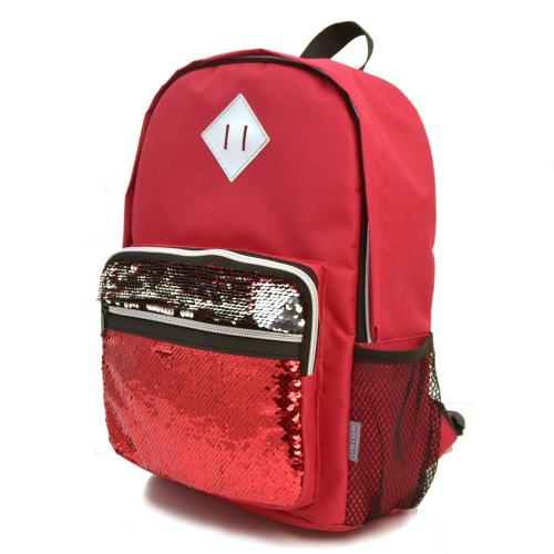 Школьный рюкзак с пайетками красный Бином - Фабрика сумок «Бином»