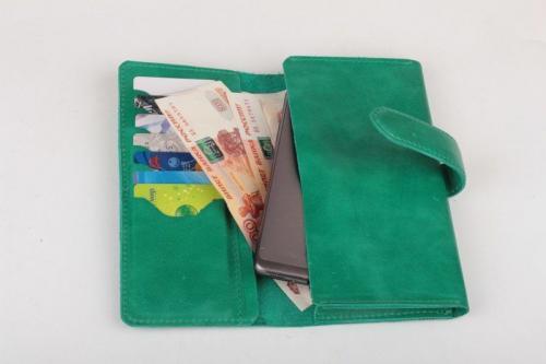  Кожаный кошелек зеленый Титул М - Фабрика сумок «Титул М»