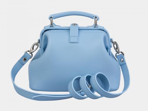 Голубая кожаная женская сумка из натуральной кожи  - Фабрика сумок «Alexander TS»