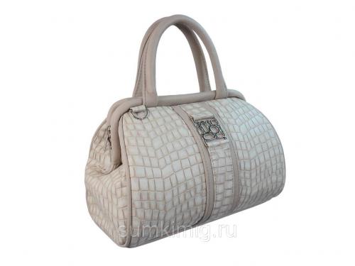 Женская сумка-саквояж Бежевый крокодил Миг - Фабрика сумок «Миг»