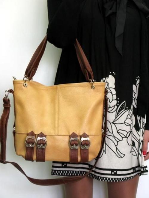 Горчичная женская сумка из кожи Карман - Фабрика сумок «Карман»