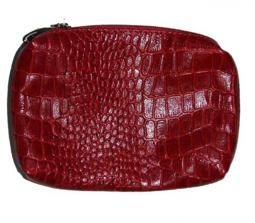 Кожаная косметичка красная Dalena - Фабрика сумок «Dalena»