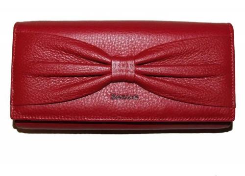Красный кожаный кошелек с бантом Dalena - Фабрика сумок «Dalena»