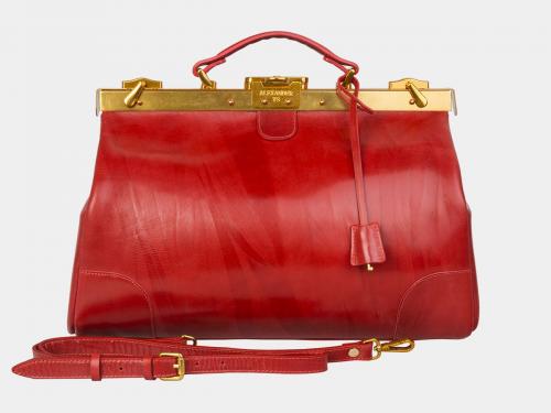Красный кожаный саквояж из натуральной кожи  - Фабрика сумок «Alexander TS»