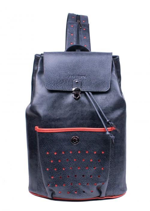 Женский кожаный рюкзак Blue Silver Pattern - Фабрика сумок «Pattern»