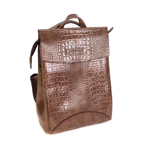 Женская сумка-рюкзак коричневый кроко Metko Club - Фабрика сумок «Metko Club»