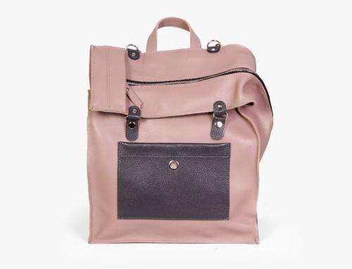 Женский бежевый сумка-рюкзак трансформер из натуральной кожи - Фабрика сумок «А-Рада»