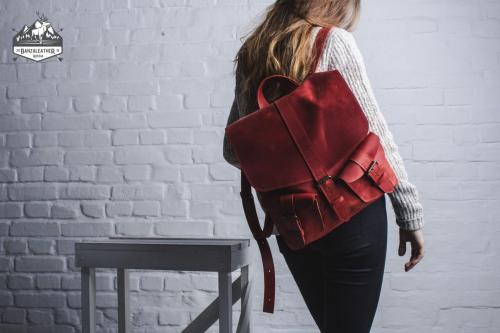Женский рюкзак красный Палмдейл - Фабрика сумок «Banzaleather»