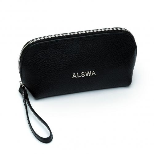 Косметичка кожаная черная ALSWA - Фабрика сумок «ALSWA»