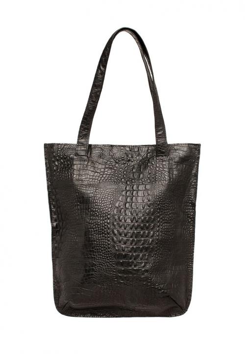 Сумка пакет на молнии кроко черная - Фабрика сумок «Eshemoda»