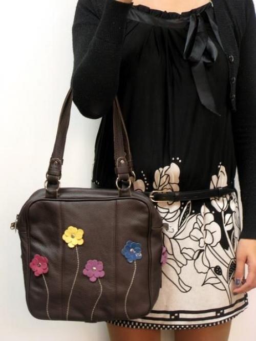 Женская кожаная сумка с цветами Карман - Фабрика сумок «Карман»