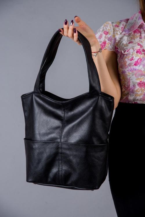 Черная сумка женская с длинными ручками Lara-ko - Фабрика сумок «Lara-ko»