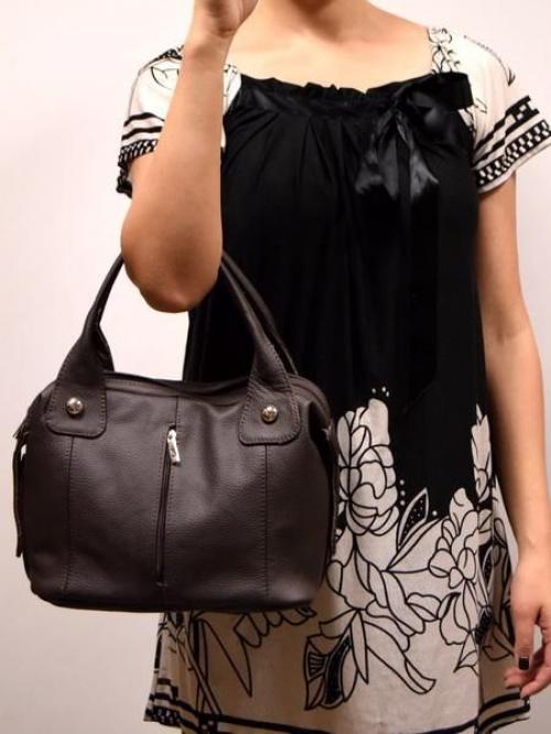 Темная женская кожаная сумка Карман - Фабрика сумок «Карман»