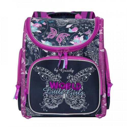 Школьный ранец для девочек темно-синий Grizzly - Фабрика сумок «Grizzly»