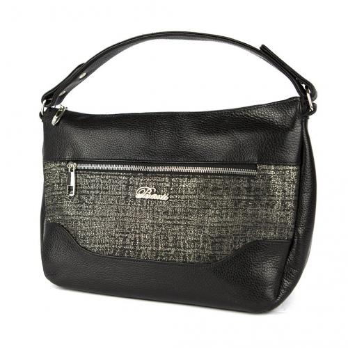 Женская сумка кожаная черная с отделкой - Фабрика сумок «Барти»