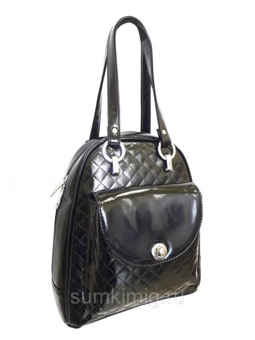 Сумка -рюкзак женская черный лак Миг - Фабрика сумок «Миг»